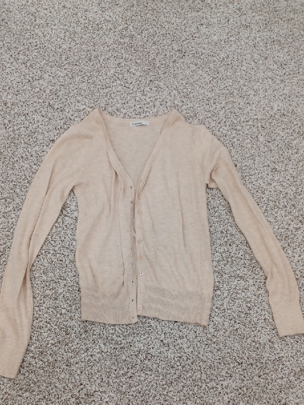 Debut Women's Light Beige V-Neck Button Cardigan Sweater Size Small